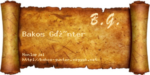 Bakos Günter névjegykártya