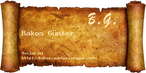 Bakos Günter névjegykártya